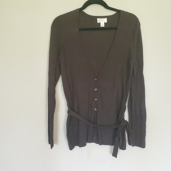 LOFT Sweaters - Loft belted cardigan sweater black size Medium